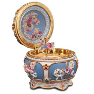 Musical Carousel Trinket Box opened
