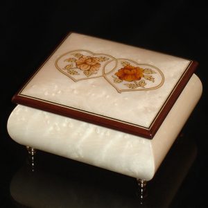 Italian Jewelry Box Double Heart White 17CC