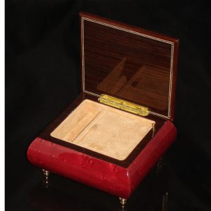 Italian Jewelry Box Double Heart Wine Red 17CC opened