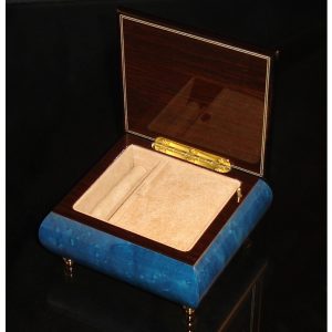 Italian Jewelry Box Dark Blue 17CVM opened black trim