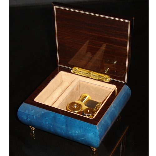 Italian Jewelry Box Dark Blue 17CVM opened no cover Black Trim
