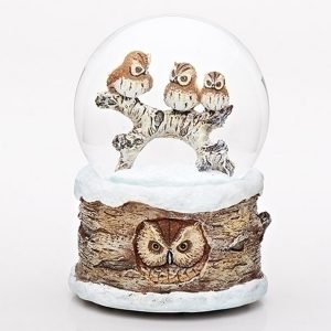 3 Owls musical water globe with owl base