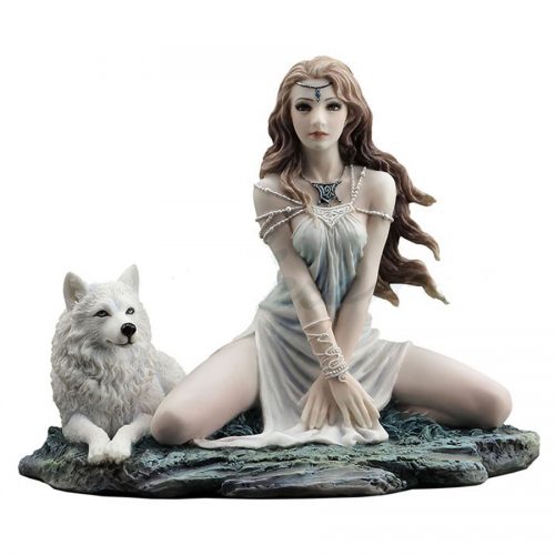 Call of the Wild figurine Woman and white wolf