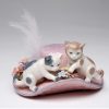 Porcelain musical 2 cats on a hat
