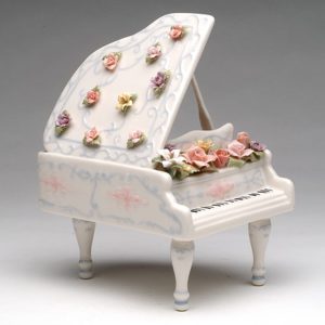 Porcelain Musical Piano and Flowers