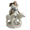 Winter Guardians figurine woman with 2 wolves