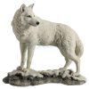 White wolf looking back figurine