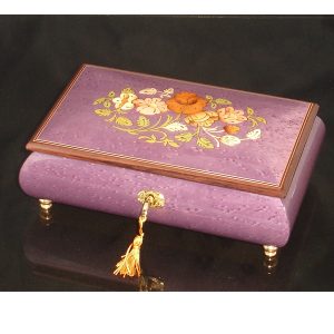Italian Inlaid Musical Jewelry Box 02CF Plum