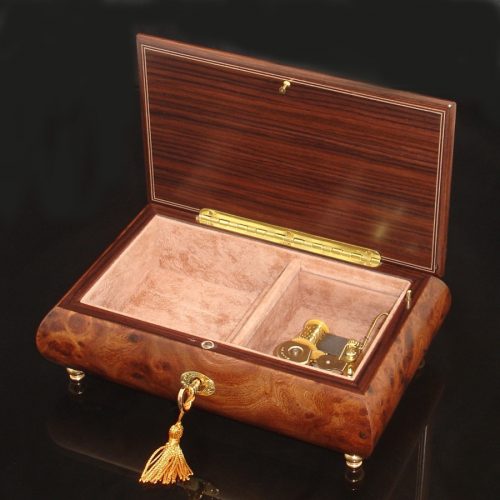 Italian Inlaid Musical Jewelry Box 02CVM Olmo opened no cover