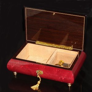 Italian Musical Jewelry Box 02CVM Wine Red opened no cover