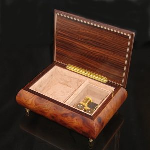 Italian Jewelry Box Dark Elm 2462 opened no cover