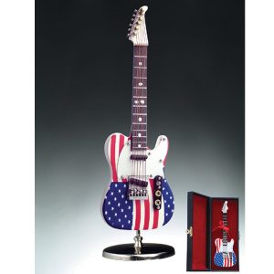 Miniature American Flag Electric Guitar with stand and case