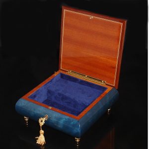 Italian Jewelry Box opened Blue with Menorah