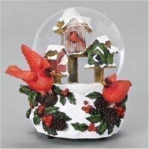 Cardinals and Birdhouses Musical Snow Globe