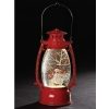 Christmas Lighted Lantern in red with snowman and cardinals inside. Automatic swirl action for the glitter