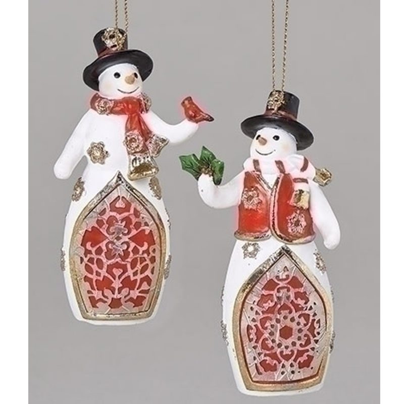 Ornament Snowman Laser Cut in Red