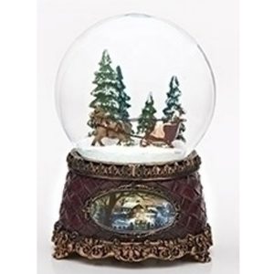 Sleigh Ride musical water globe with vintage base