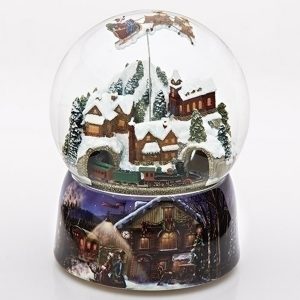 Train Globe with Santa over village-large-animated-musical