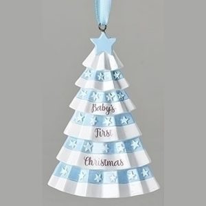 Baby's First Christmas Ornament -Blue Christmas Tree