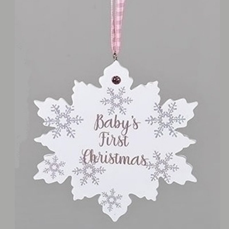 Baby's First Christmas Ornament - Pink Snowflake