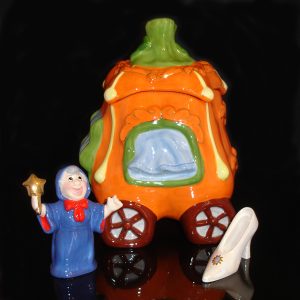 Cinderella-Pumpkin Cookie Jar with salt and pepper