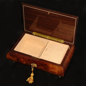Italian Inlay Musical Jewelry Box Elm open