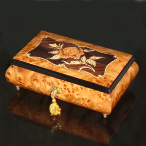 Italian Inlay Musical Jewelry Box Rose