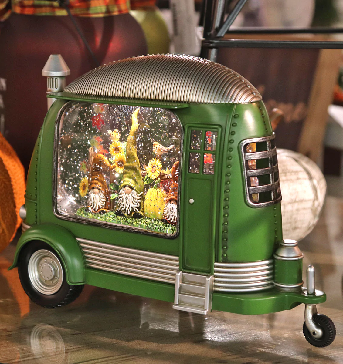 Gnomes In Camper Lighted Lantern | The Music Box Company