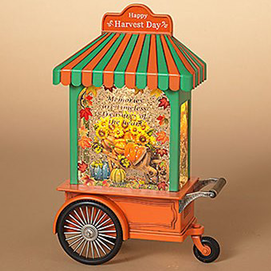 Lighted Harvest Cart Swirl Lantern The Music Box Company