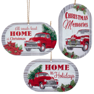 Metal-Red-Truck-Orn-Set