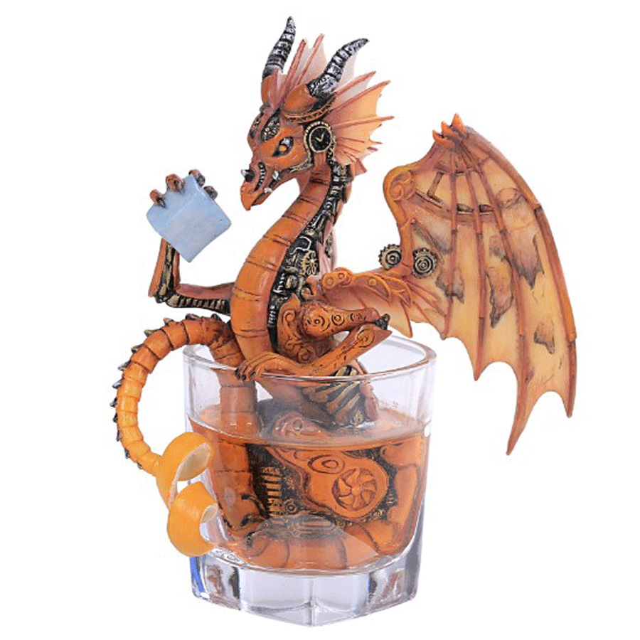 Steampunk Orange Dragon In Glass | The Music Box Company