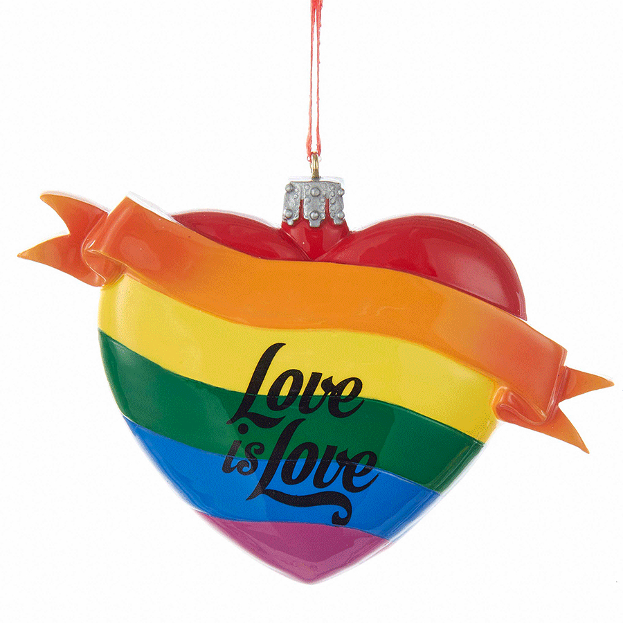 Pride Rainbow “Love Is Love” Heart Ornament | The Music Box Company
